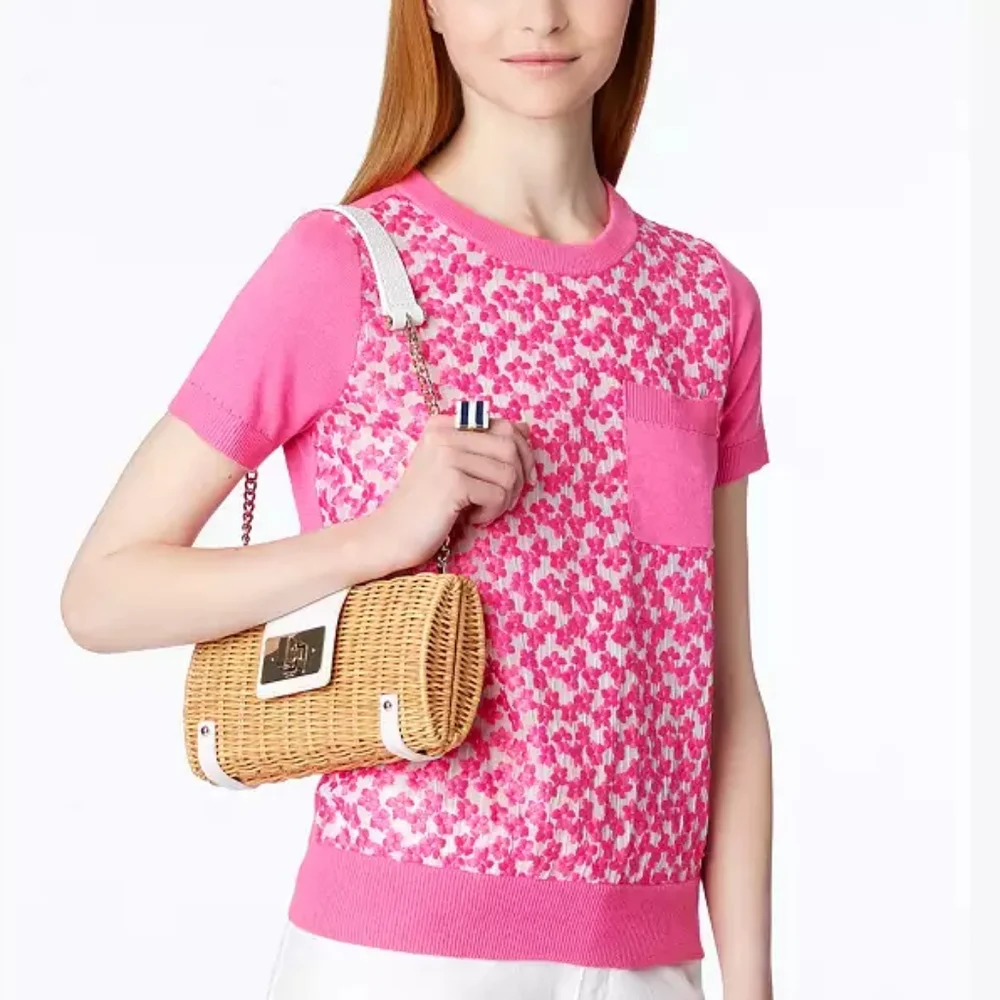 Kate Spade Pink Floral Top with sheer panel sz XS - Picture 4 of 15